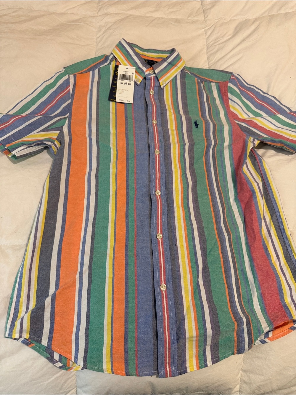 Polo by Ralph Lauren Multicolor Vertical Stripe Short-Sleeve Button-Down Shirt